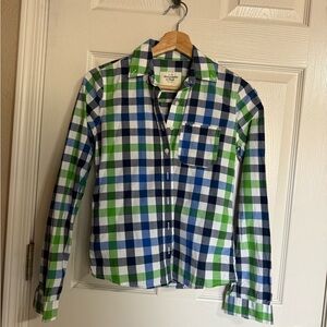 Abercrombie & Fitch Blue Green And White Plaid Shirt
